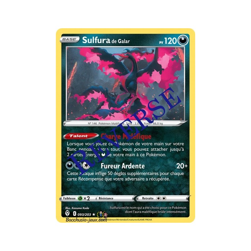 Carte Pokémon EB07 093/203 Sulfura de Galar Holo Reverse