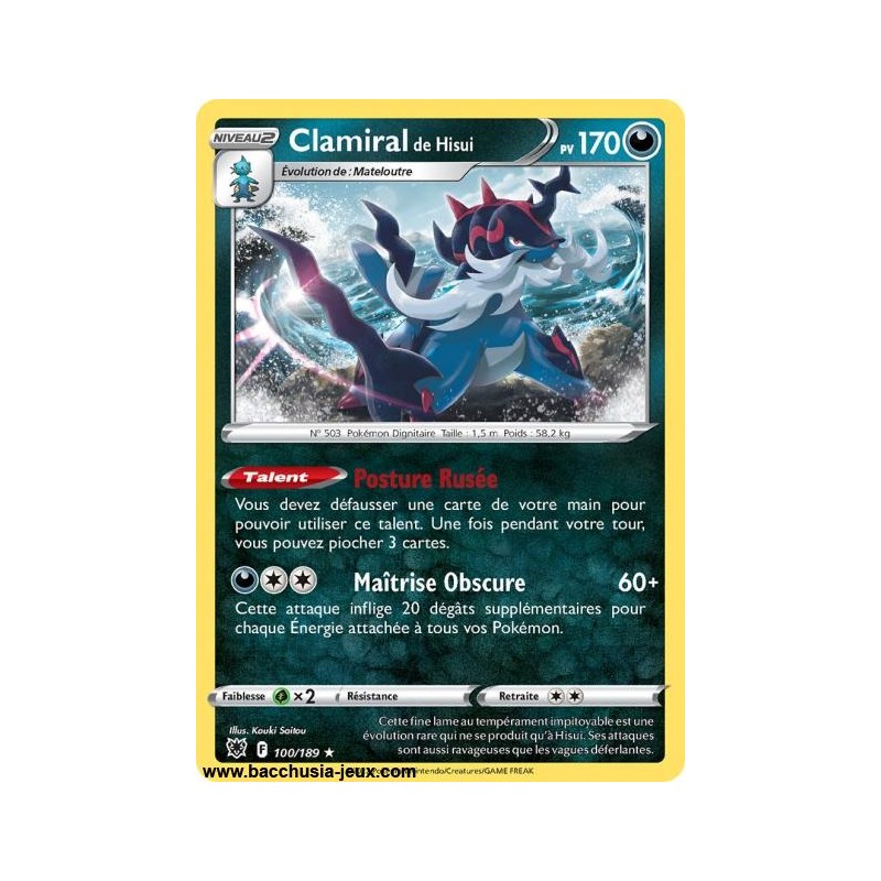 Carte Pokémon EB10 100/189 Clamiral de Hisui RARE