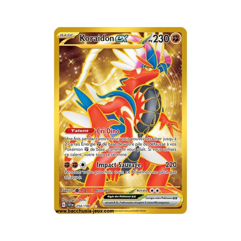 Carte Pokémon Koraidon EX Gold Secrète 254/198 EV01 Écarlate et