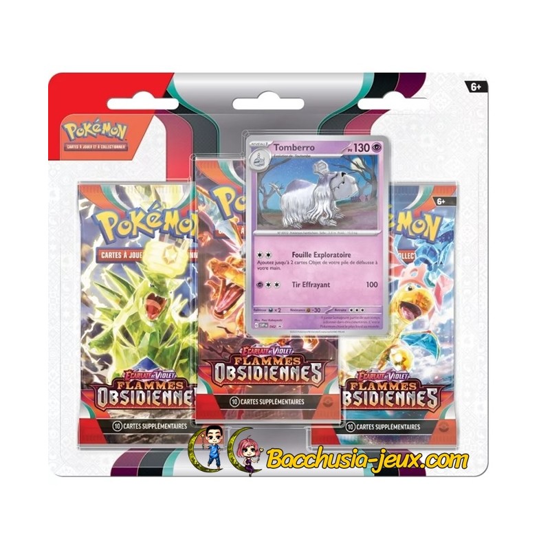 Pokémon Tripack EV03 Flammes Obsidiennes - Tomberro